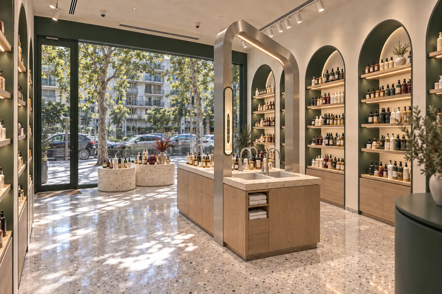 From the right aisle towards the window