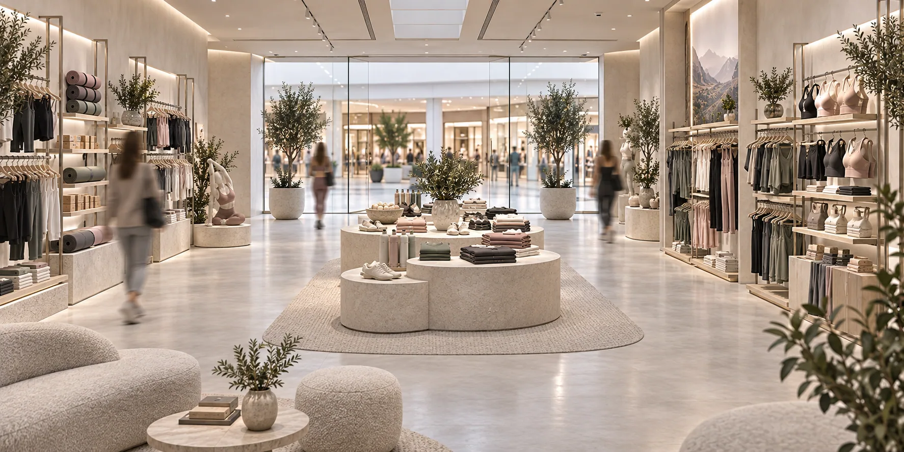 From the back of the store towards the window