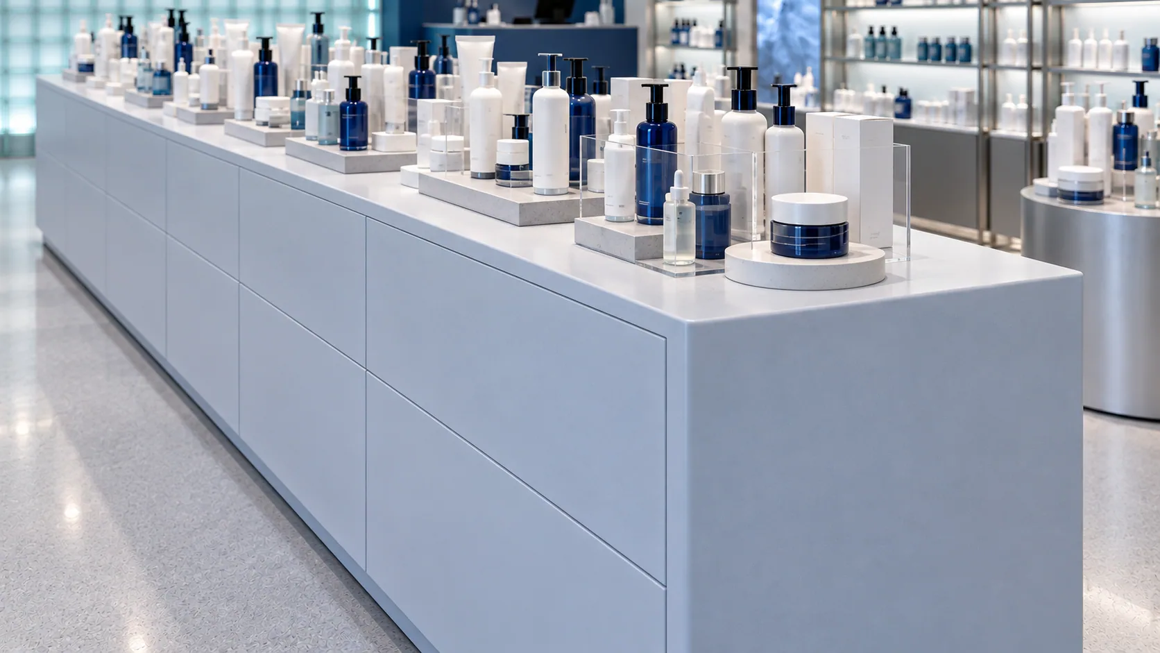 Central sales island and product arrangement