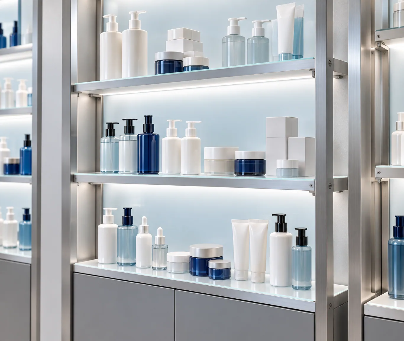 Lit wall shelving